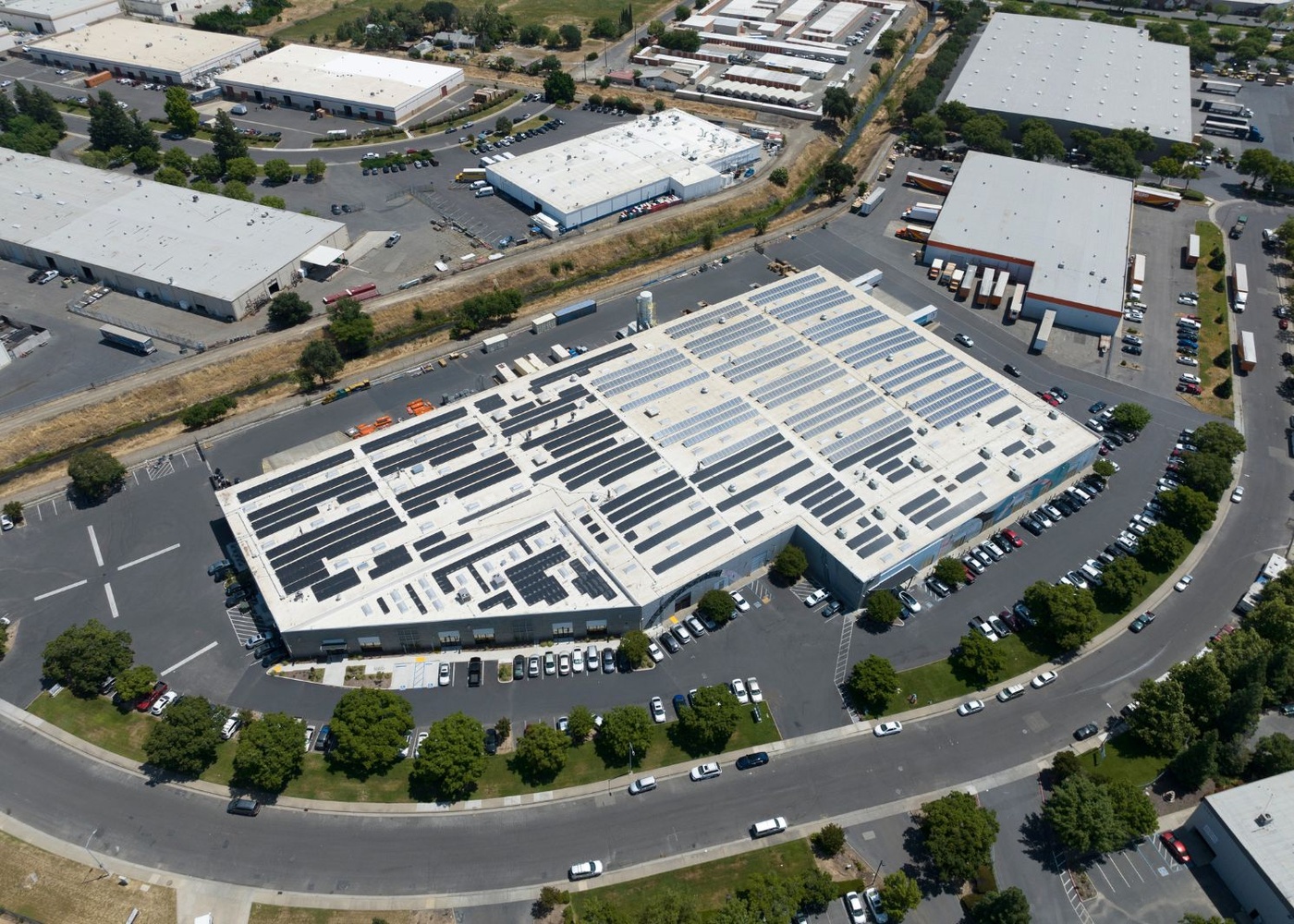 View of Balanced Body's Headquarters solar panels